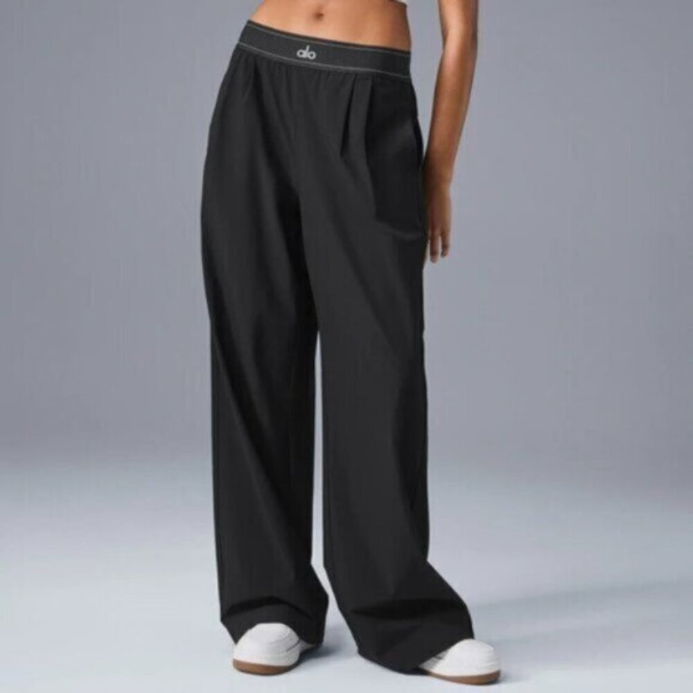 ALO Yoga Black Wide-Leg Trousers